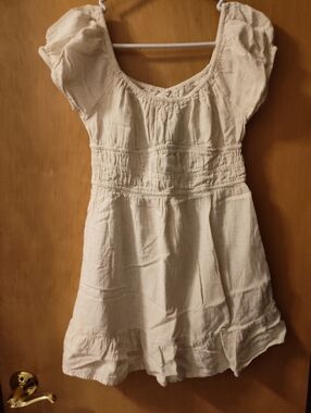 Womens' Cream Puff-Sleeve Summer Dress